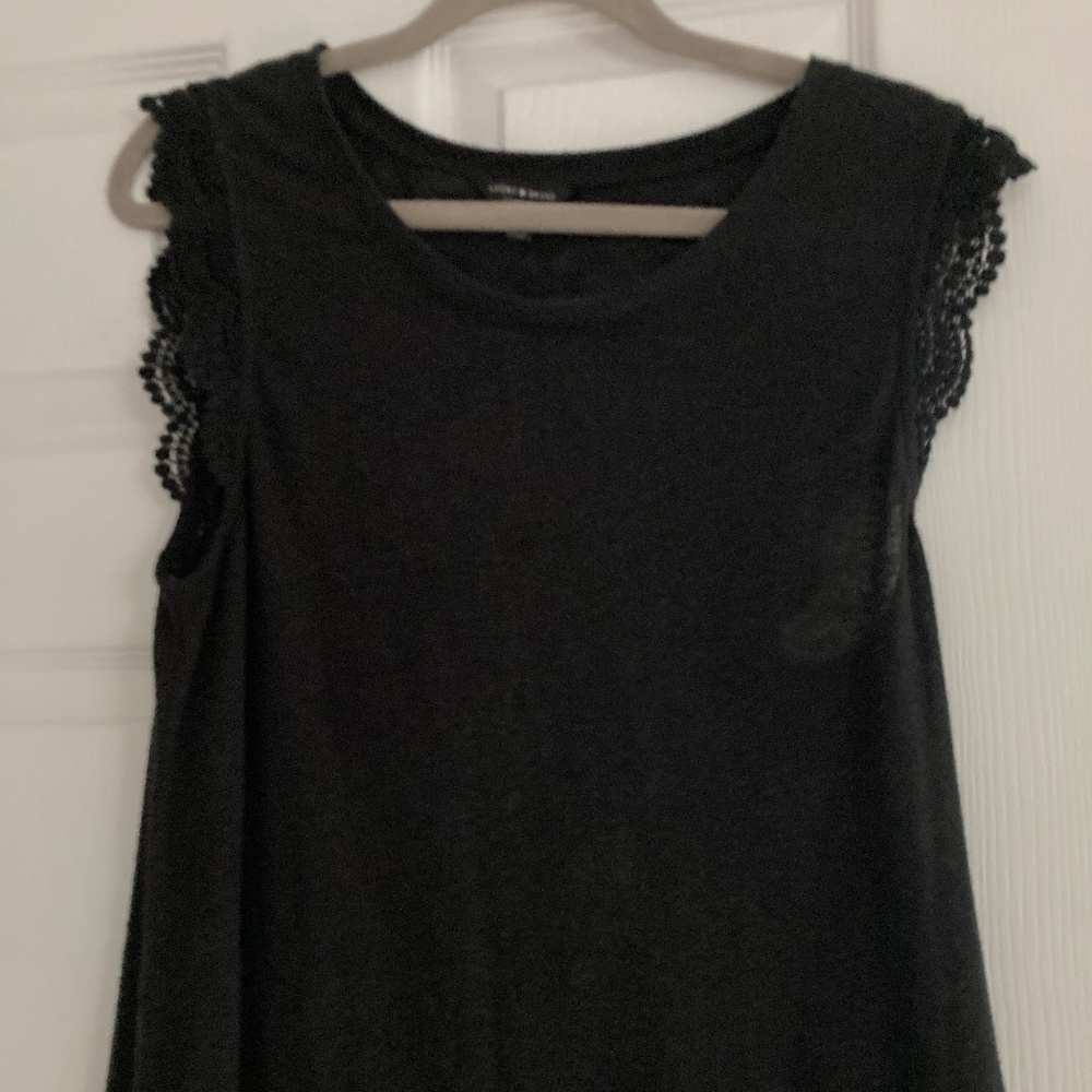 Lucky Brand Black Semi-sheer Top Size L
